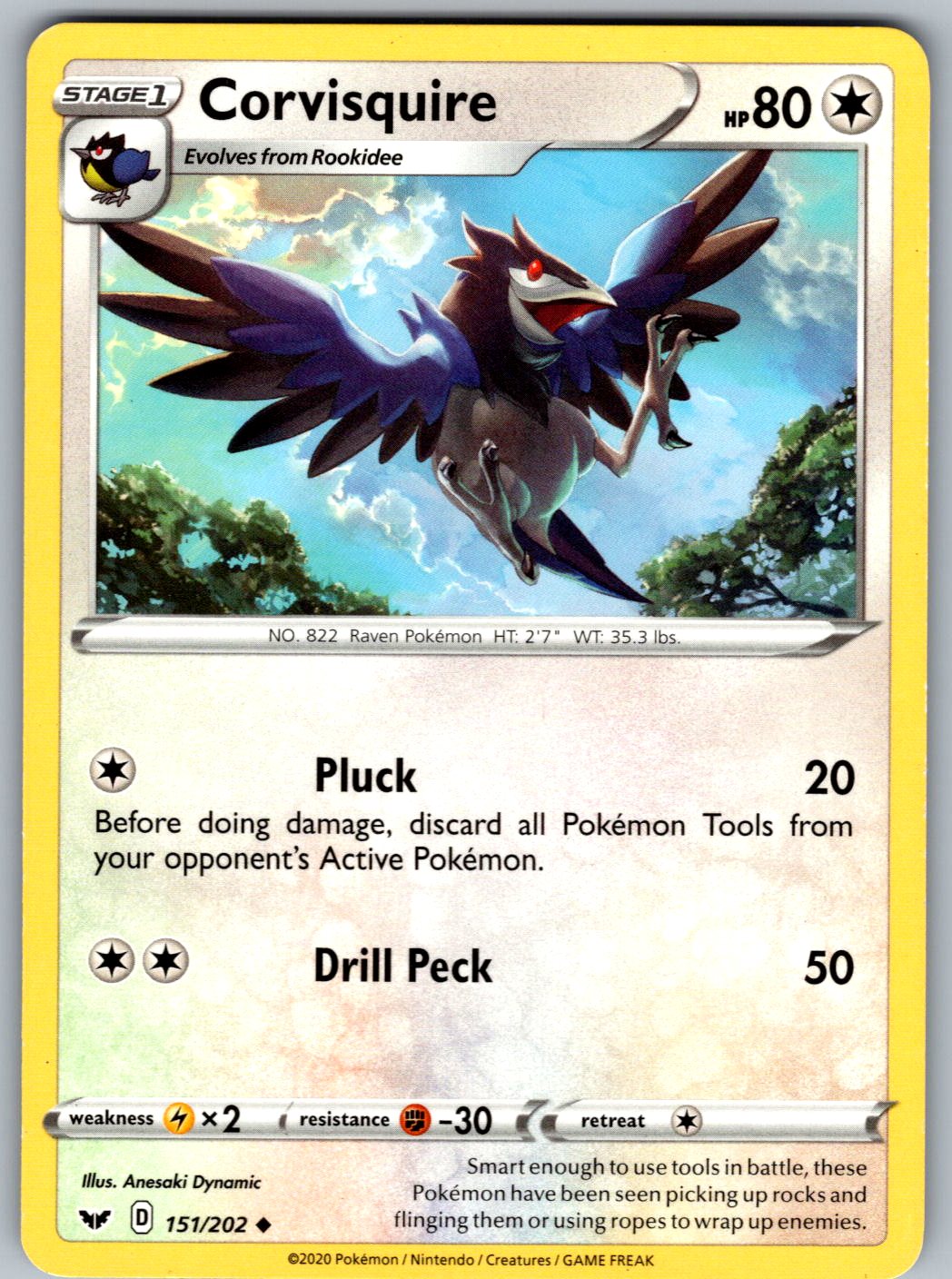 Corvisquire 151/202 Sword & Shield Pokemon