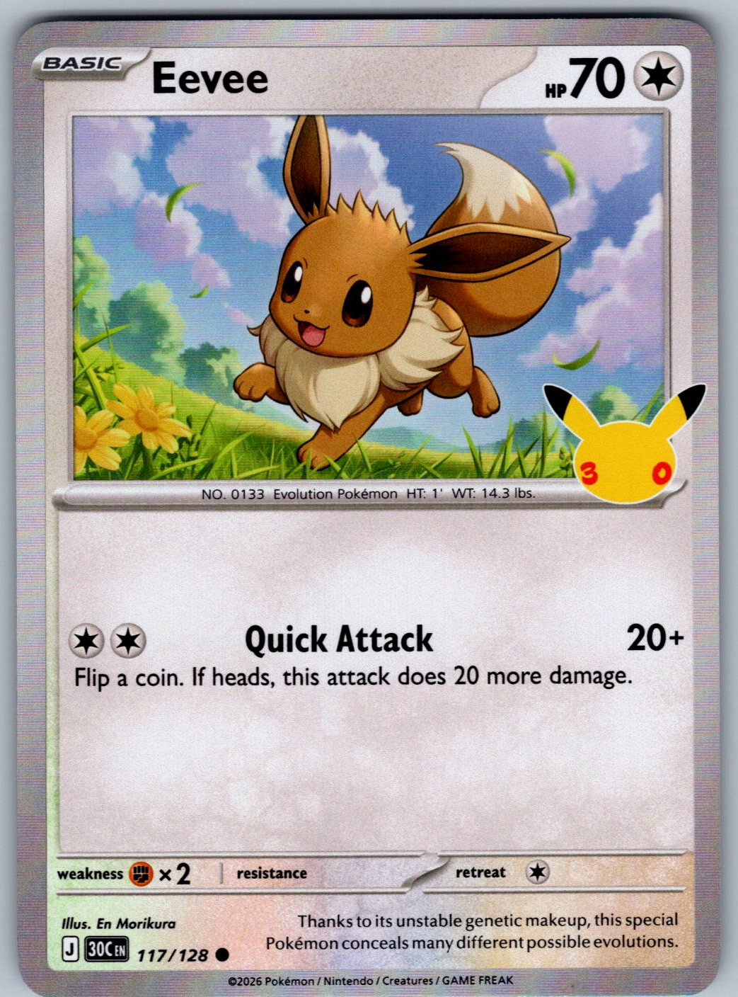 Eevee 117/128 ME: 30th Celebration Pokemon Holo