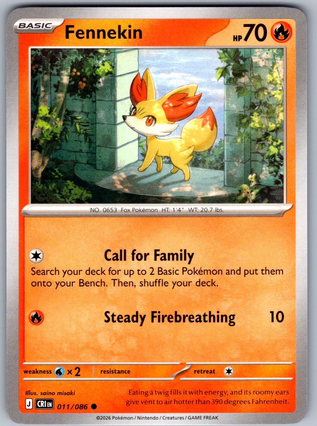Fennekin 011/086 Chaos Rising Pokemon