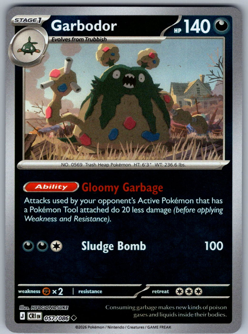 Garbodor 057/086 Chaos Rising Pokemon Reverse Holo
