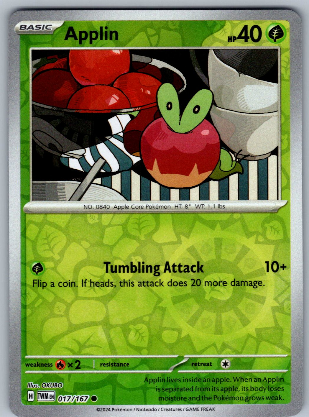 Applin 017/167 Twilight Masquerade Pokemon Reverse Holo
