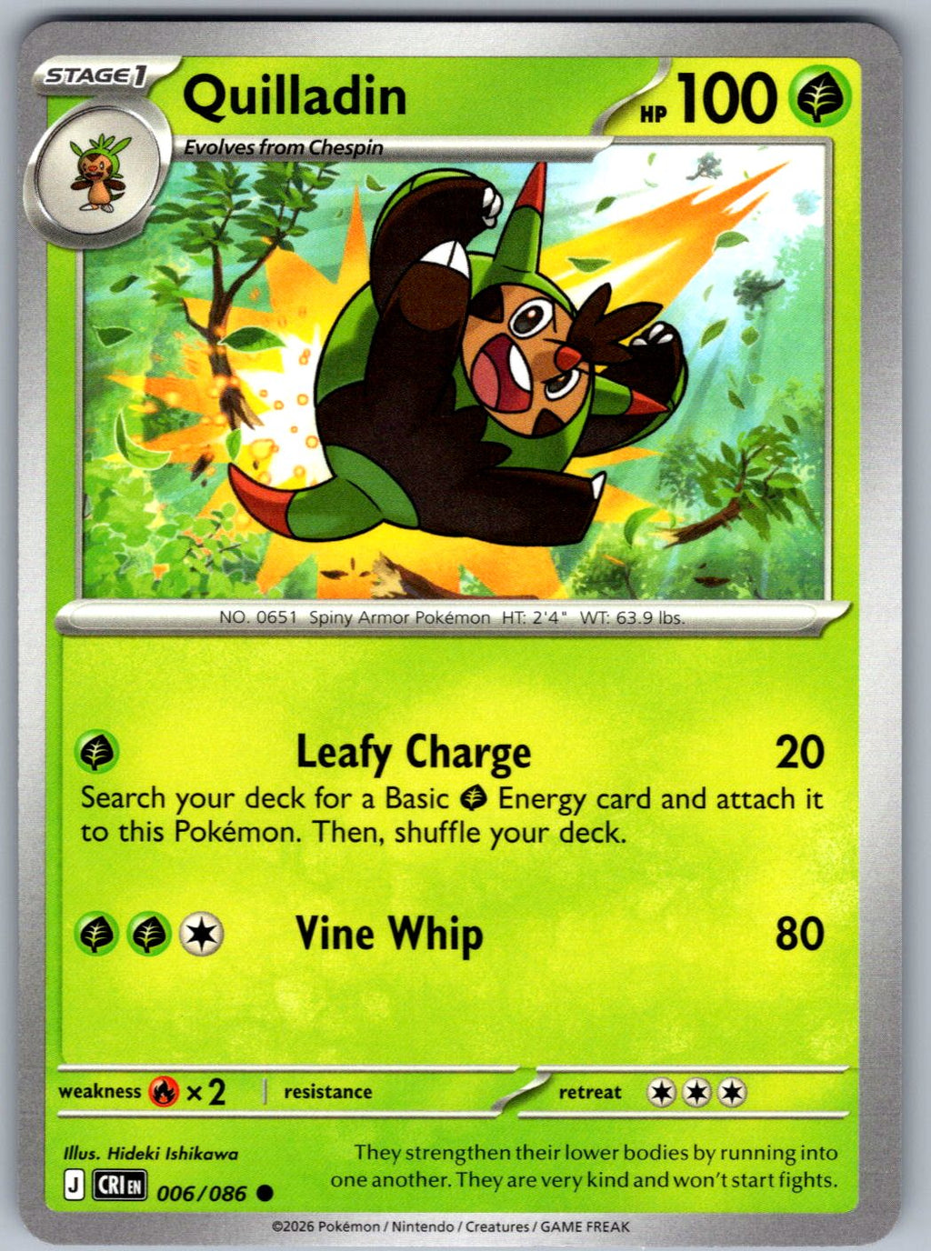 Quilladin 006/086 Chaos Rising Pokemon