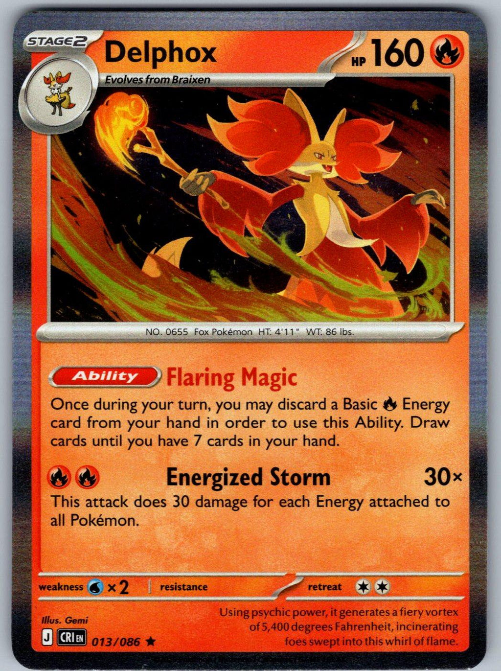 Delphox 013/086 Chaos Rising Pokemon Holo