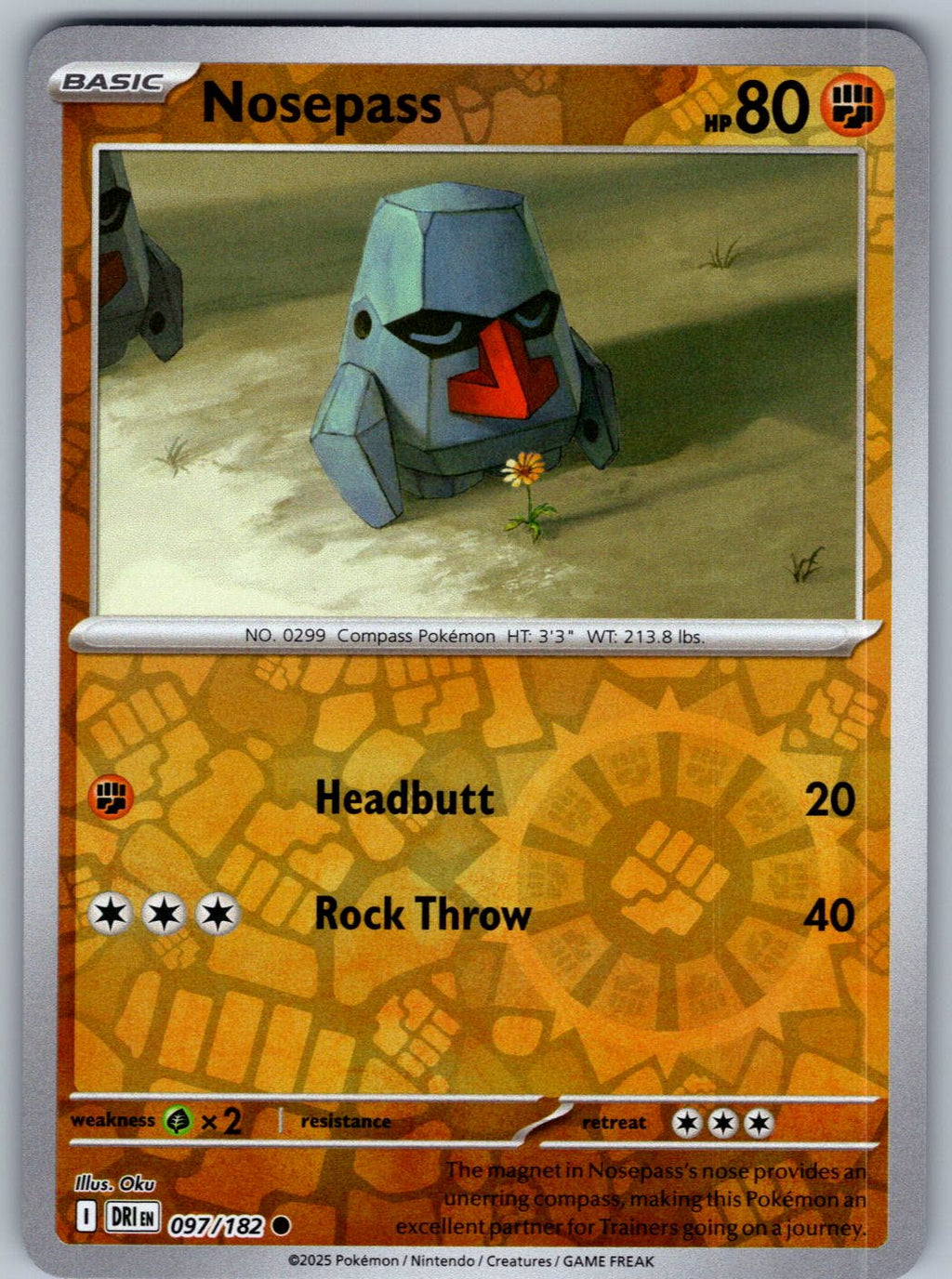 Nosepass 097/182 Destined Rivals Pokemon Reverse Holo