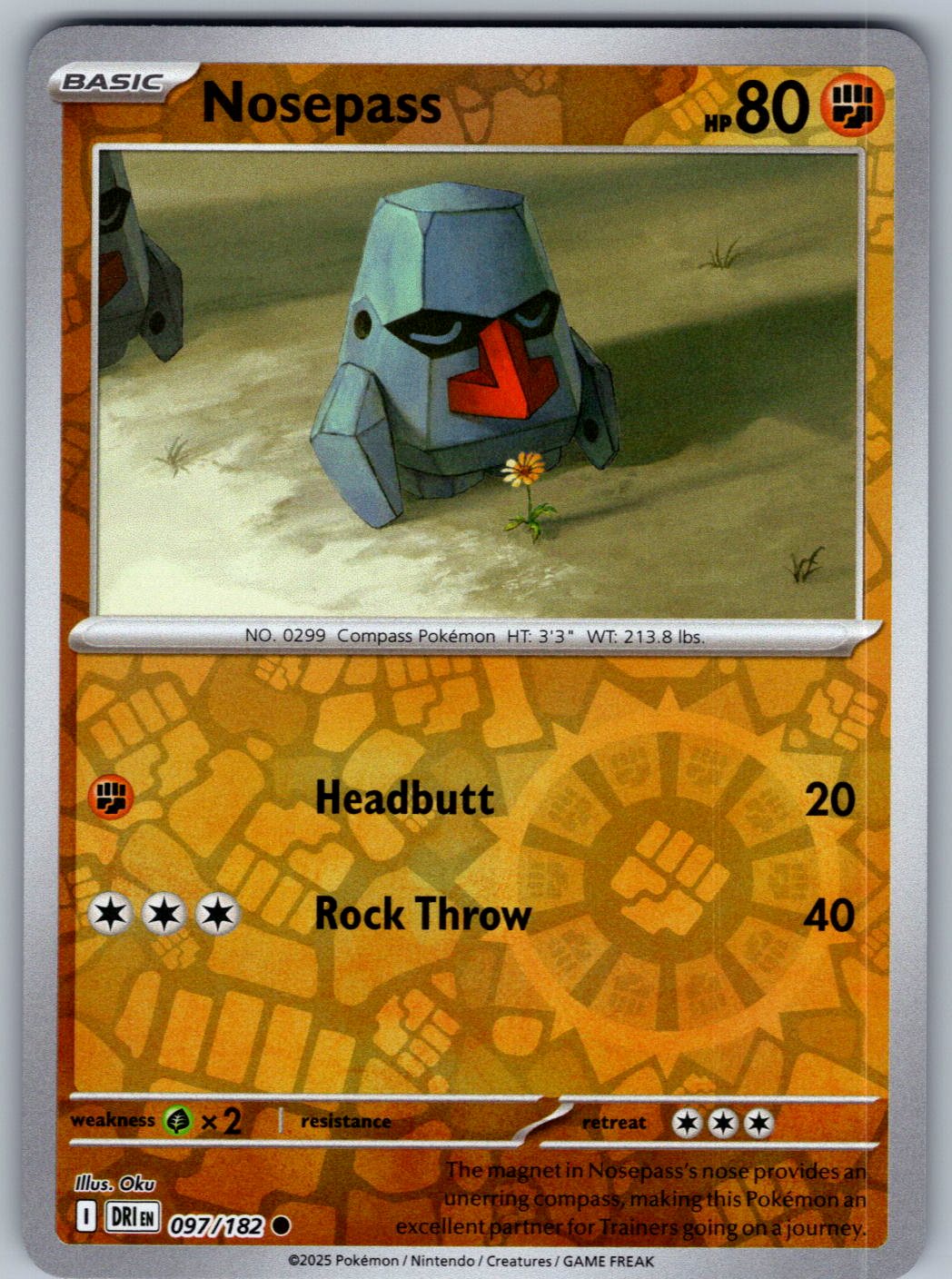 Nosepass 097/182 Destined Rivals Pokemon Reverse Holo
