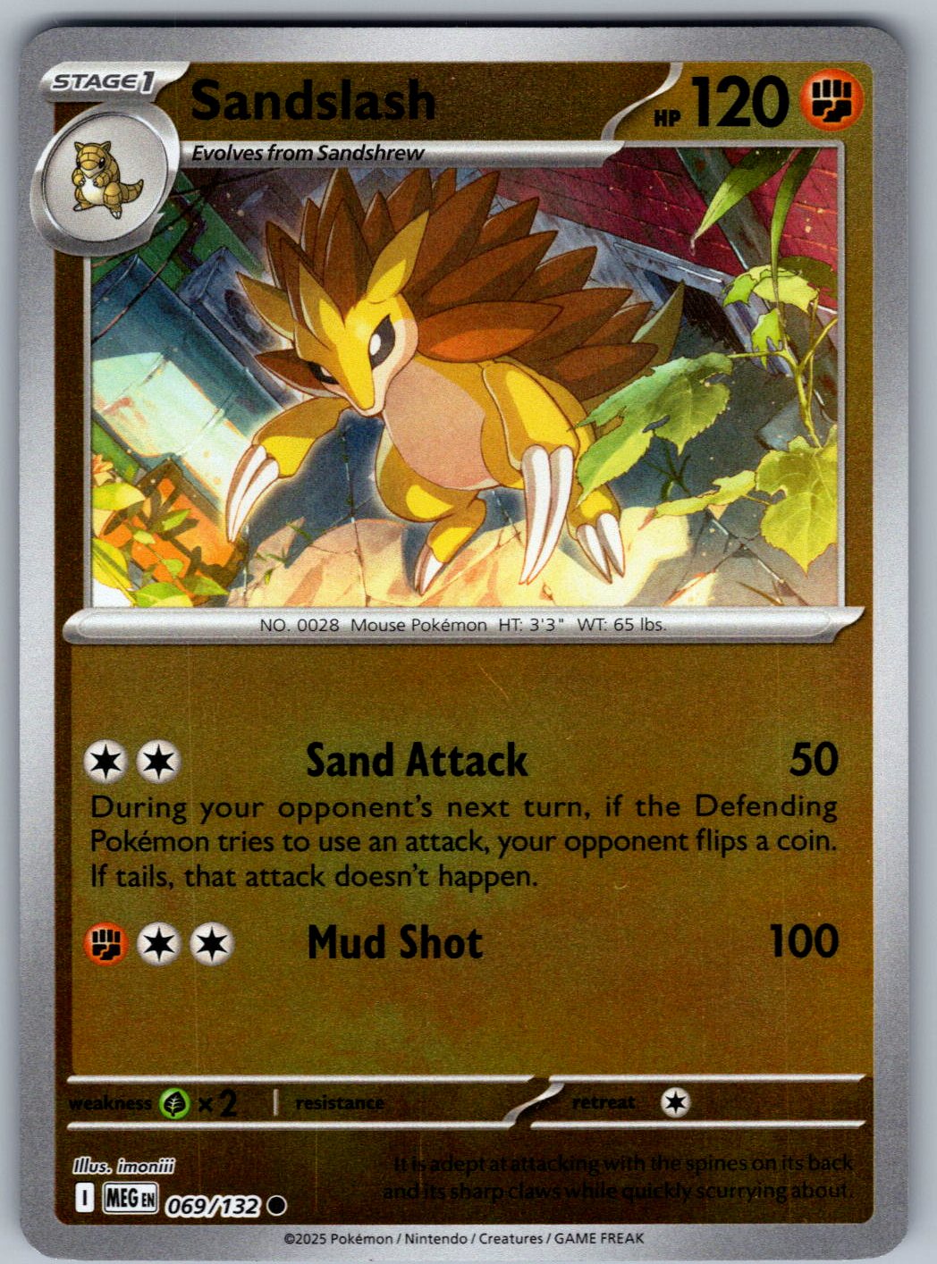 Sandslash 069/132 Mega Evolution Pokemon Reverse Holo