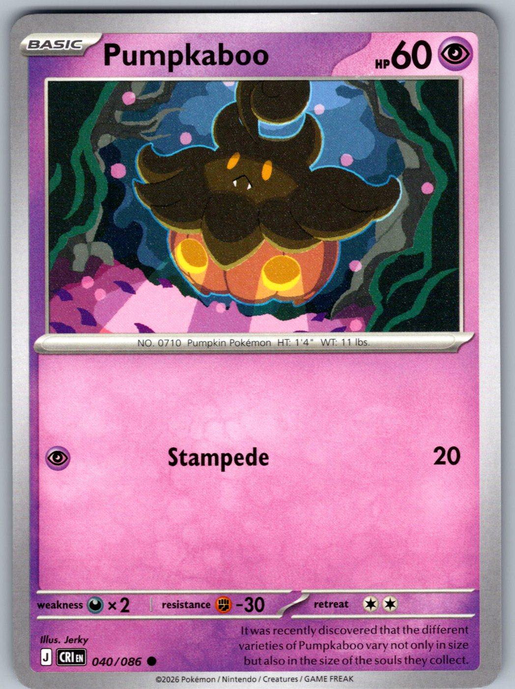Pumpkaboo 040/086 Chaos Rising Pokemon