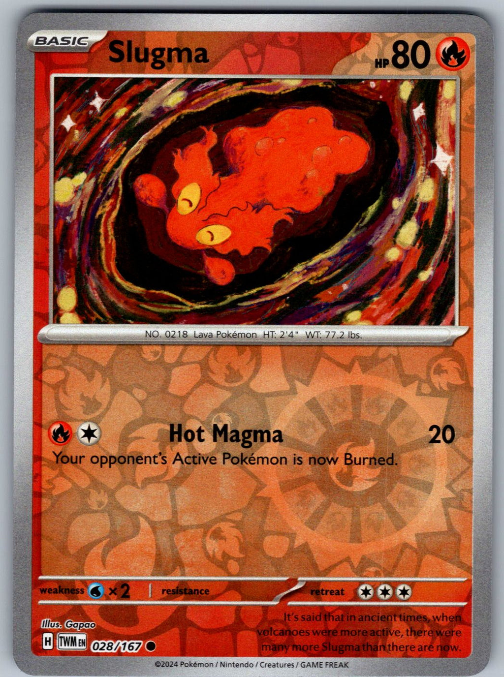 Slugma 028/167 Twilight Masquerade Pokemon Reverse Holo