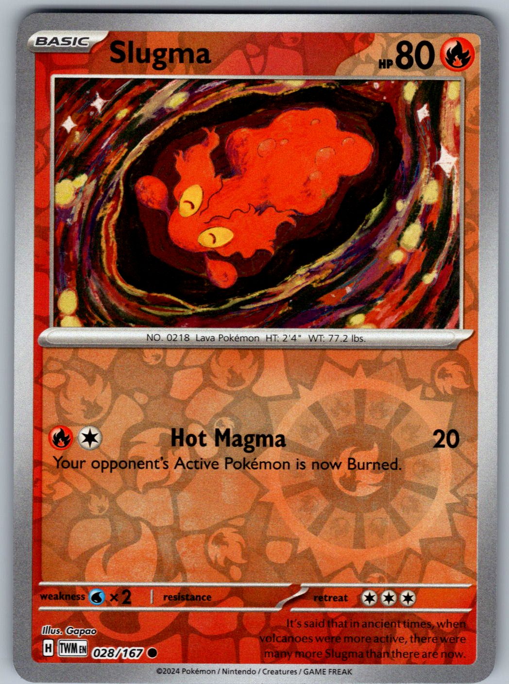 Slugma 028/167 Twilight Masquerade Pokemon Reverse Holo