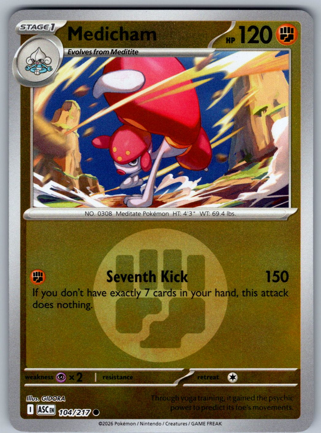 Medicham (Energy Symbol Pattern) 104/217 Ascended Heroes Pokemon Reverse Holo