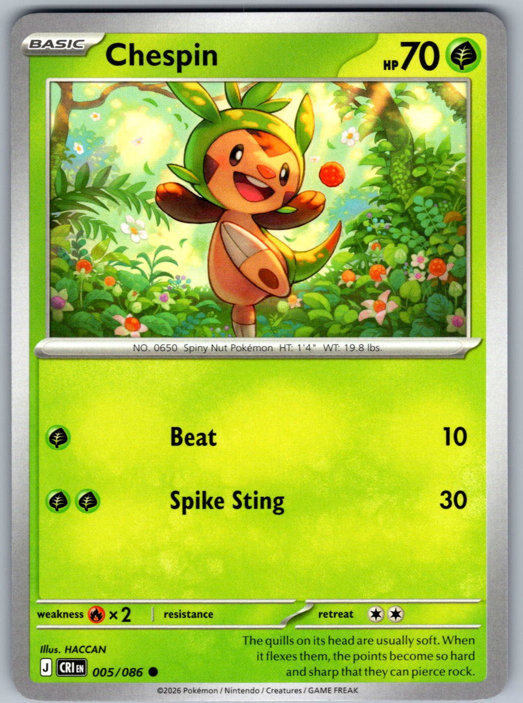 Chespin 005/086 Chaos Rising Pokemon