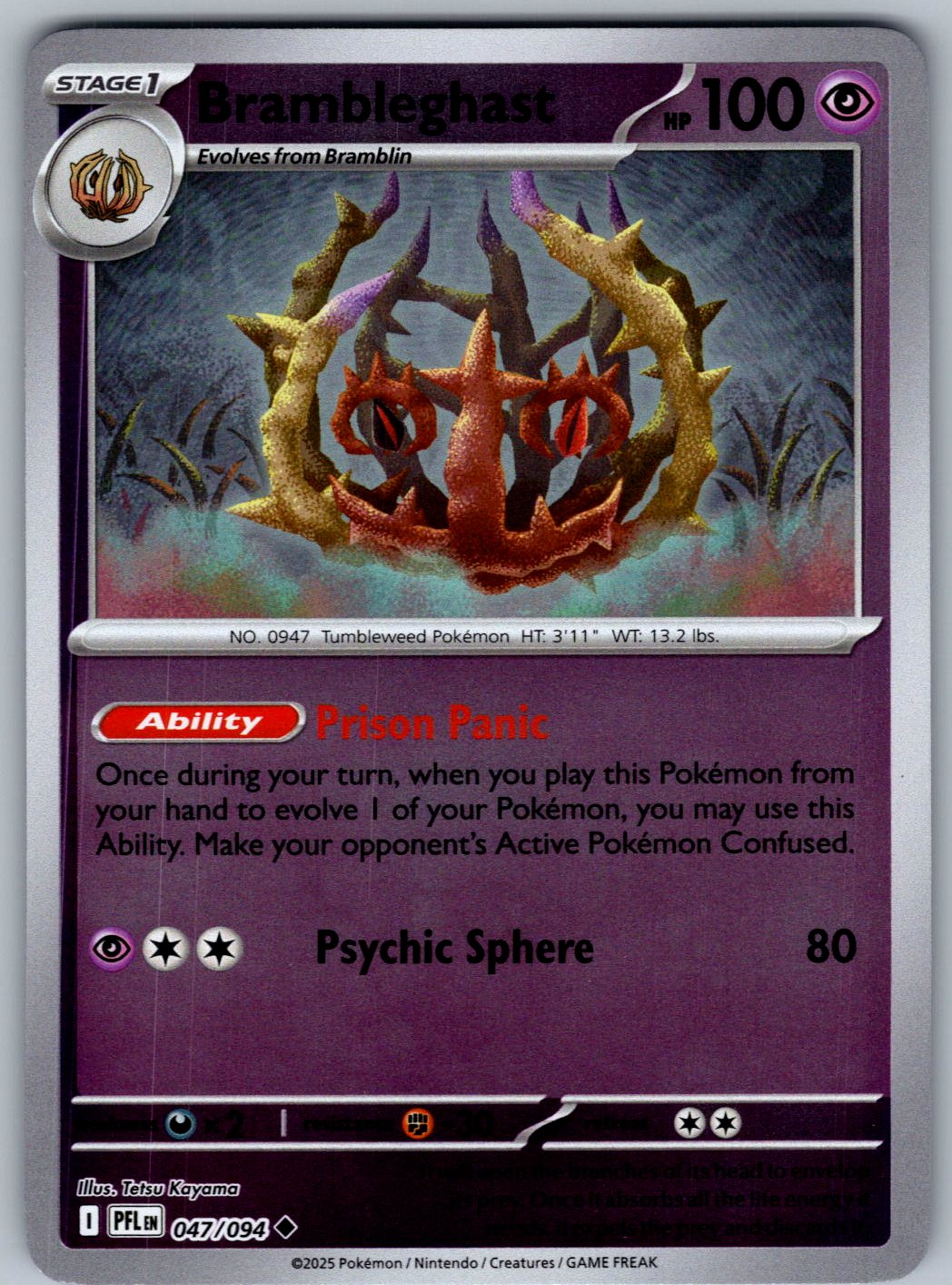 Brambleghast 047/094 Phantasmal Flames Pokemon Reverse Holo