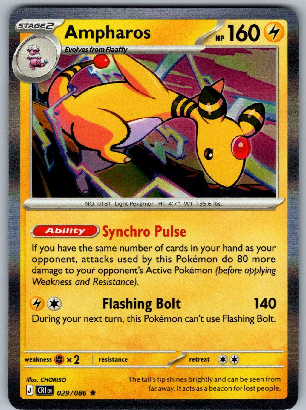 Ampharos 029/086 Chaos Rising Pokemon Holo
