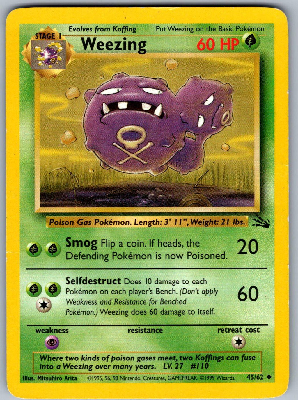 Weezing 45/62 Fossil Pokemon Unlimited