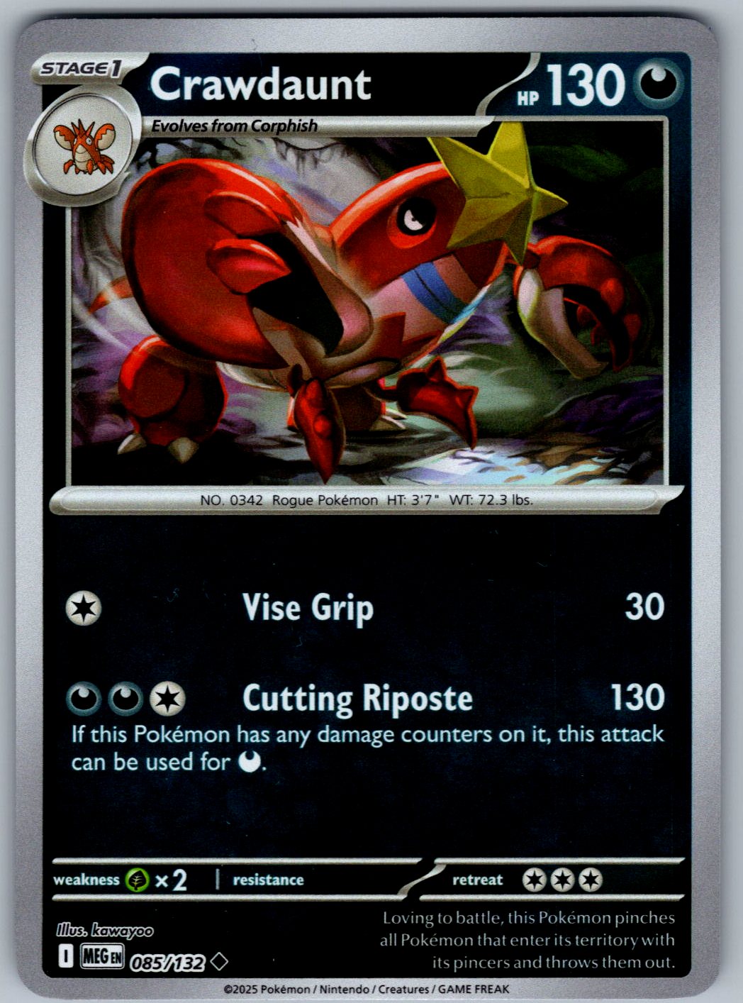 Crawdaunt 085/132 Mega Evolution Pokemon Reverse Holo