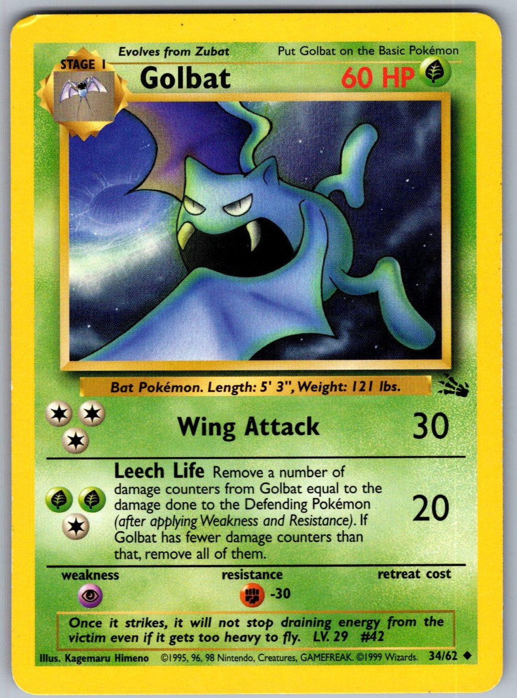 Golbat 34/62 Fossil Pokemon Unlimited