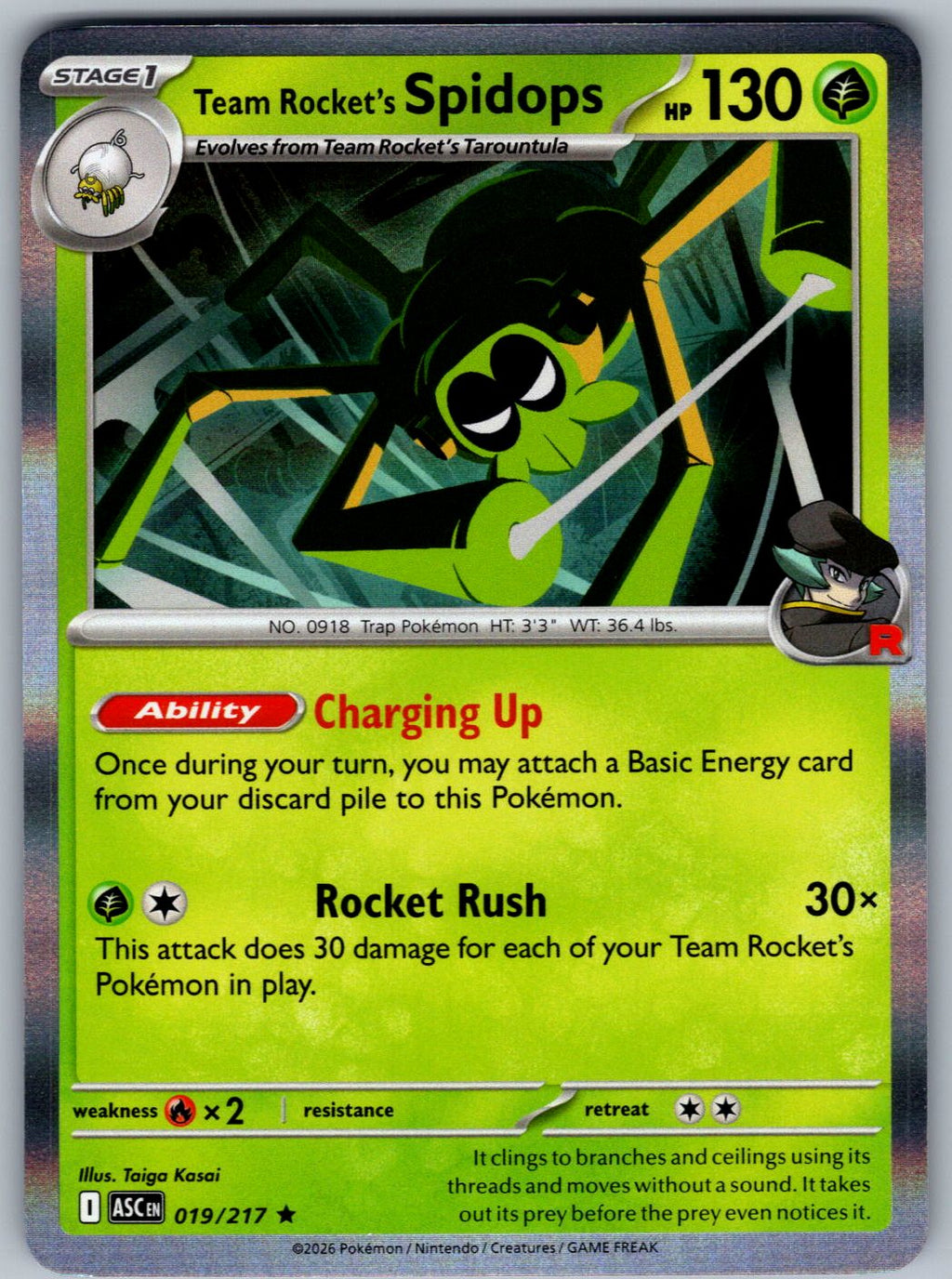 Team Rocket's Spidops 019/217 Ascended Heroes Pokemon Holo