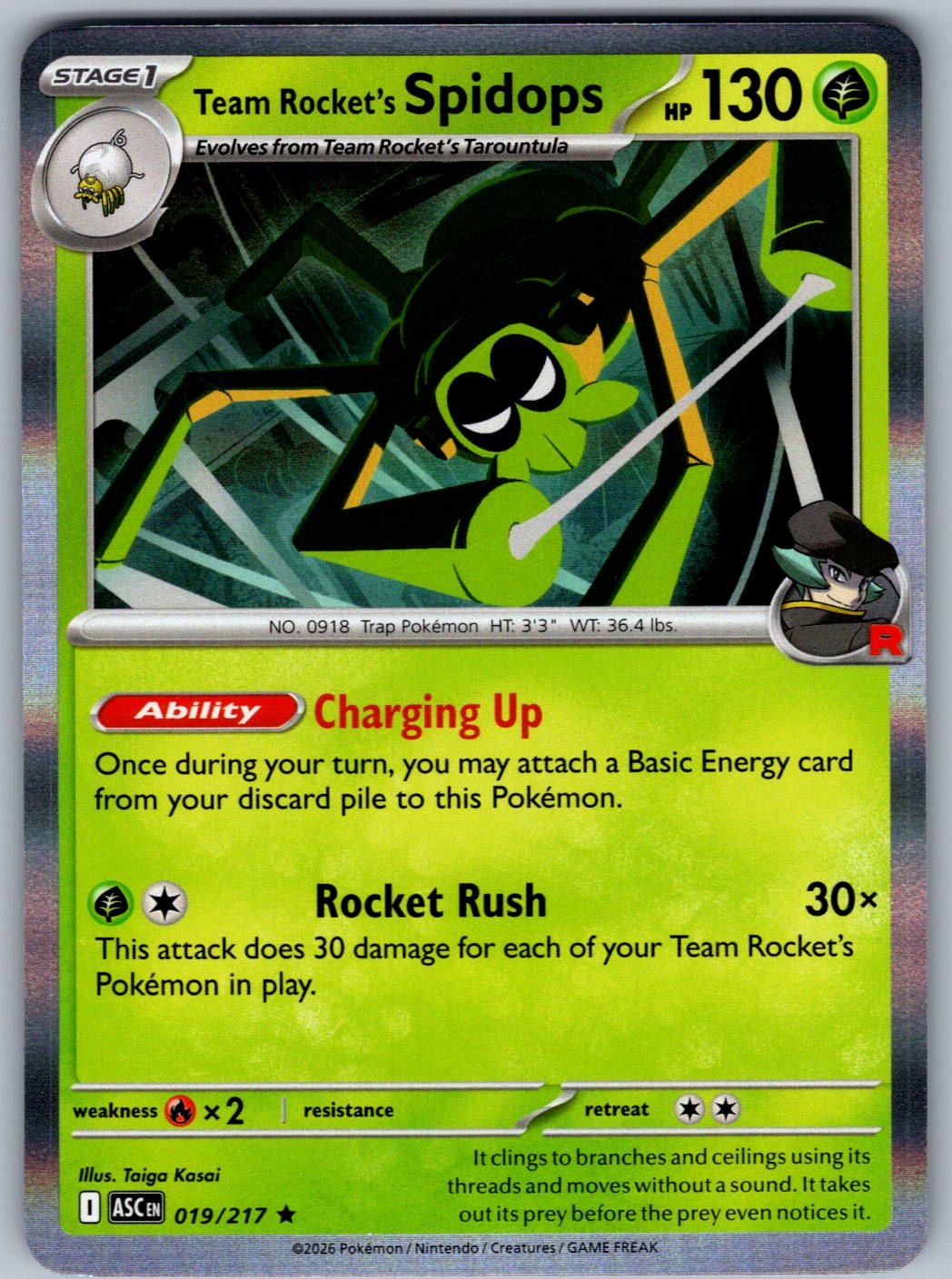 Team Rocket's Spidops 019/217 Ascended Heroes Pokemon Holo