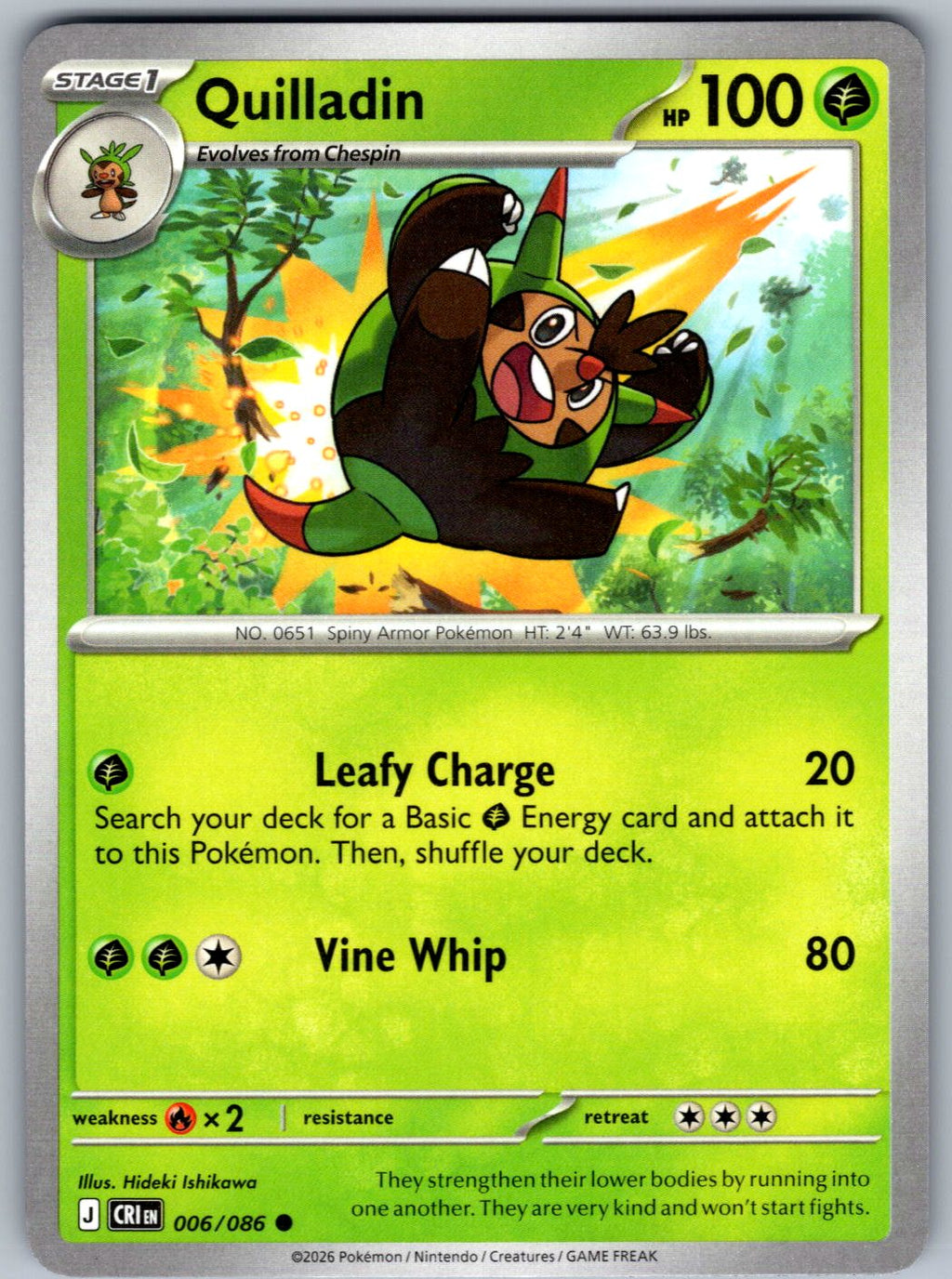 Quilladin 006/086 Chaos Rising Pokemon