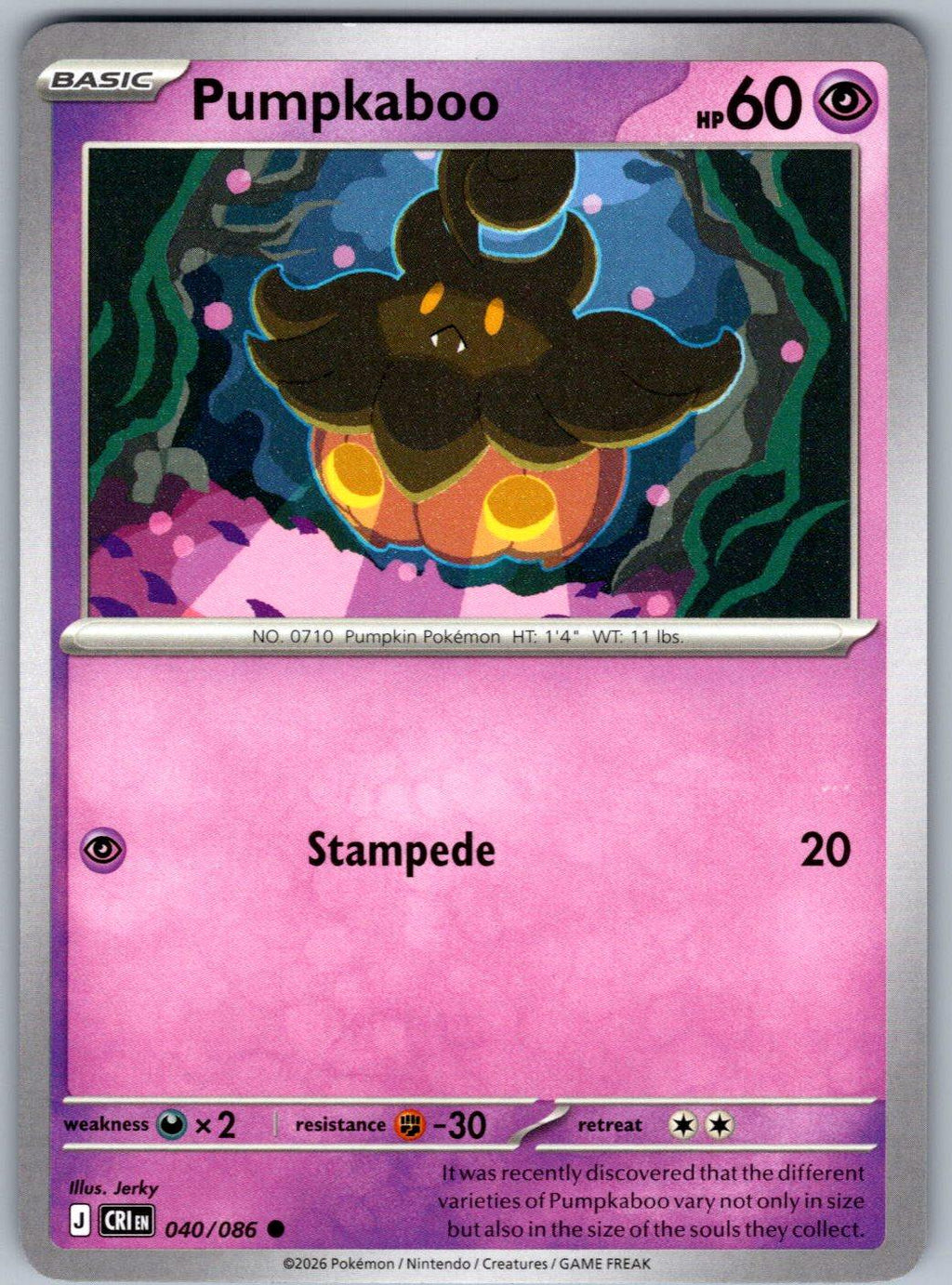 Pumpkaboo 040/086 Chaos Rising Pokemon
