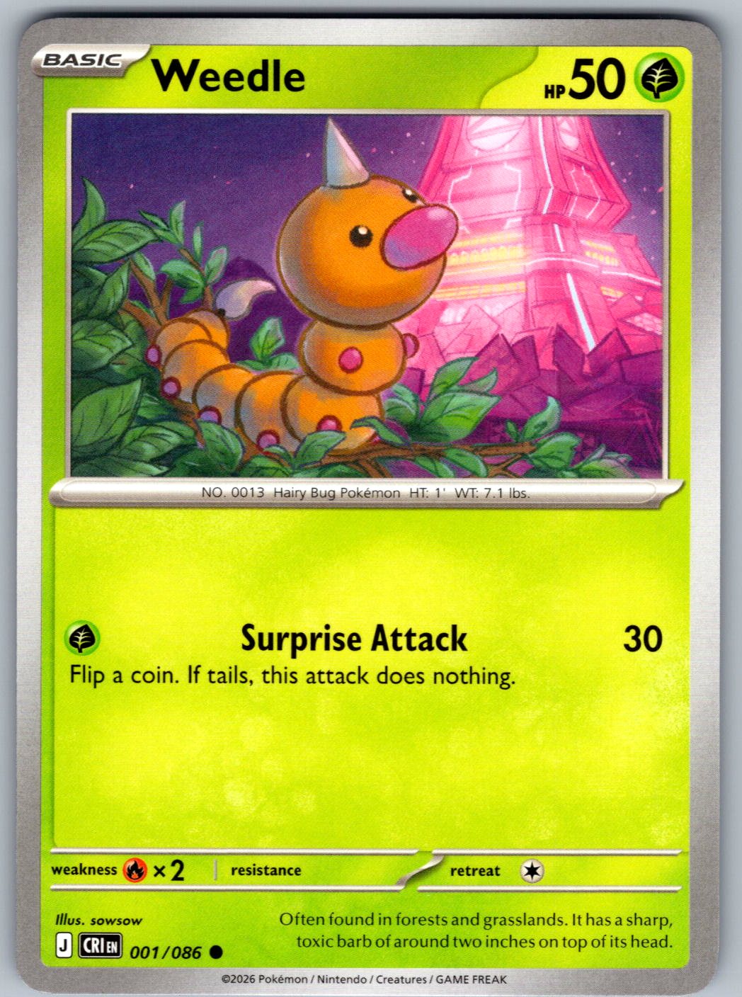 Weedle 001/086 Chaos Rising Pokemon