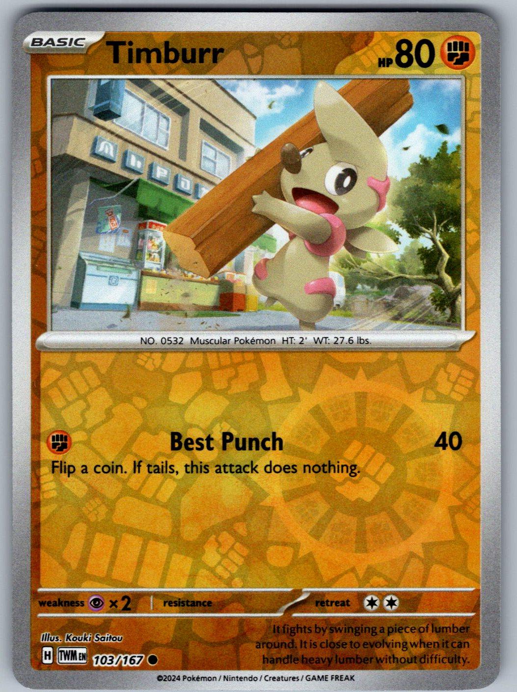 Timburr 103/167 Twilight Masquerade Pokemon Reverse Holo