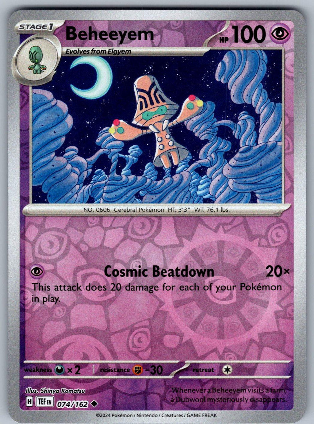Beheeyem 074/162 Temporal Forces Pokemon Reverse Holo