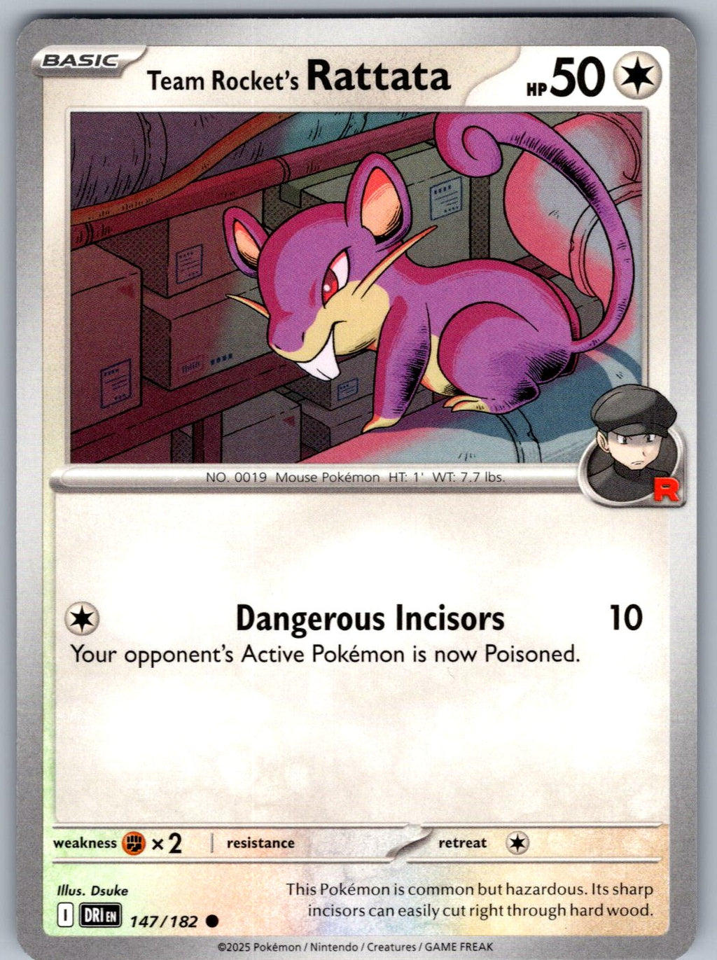 Team Rocket's Rattata 147/182 Destined Rivals Pokemon