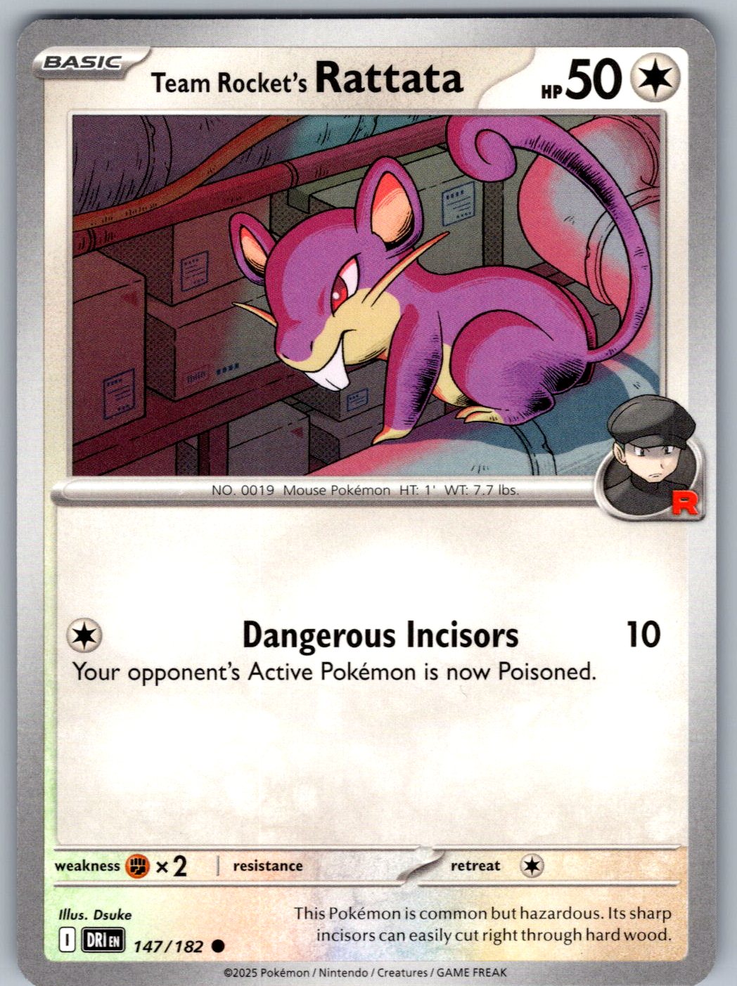 Team Rocket's Rattata 147/182 Destined Rivals Pokemon