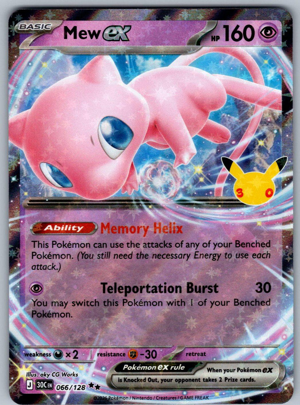 Mew ex 066/128 ME: 30th Celebration Pokemon Holo