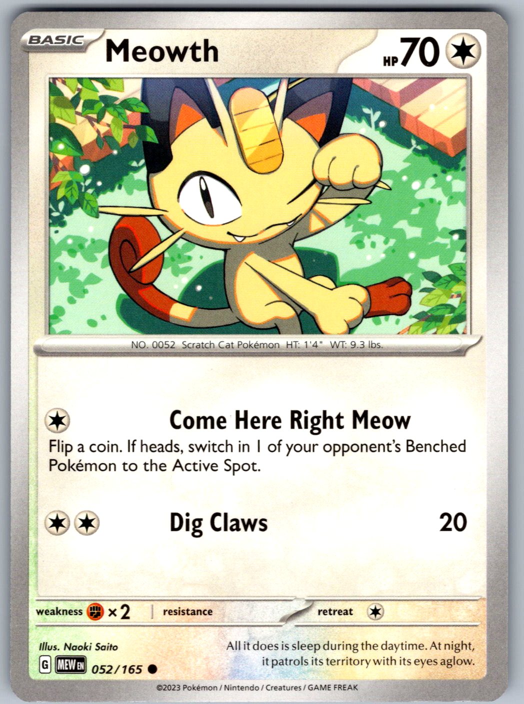 Meowth 052/165 151 Pokemon