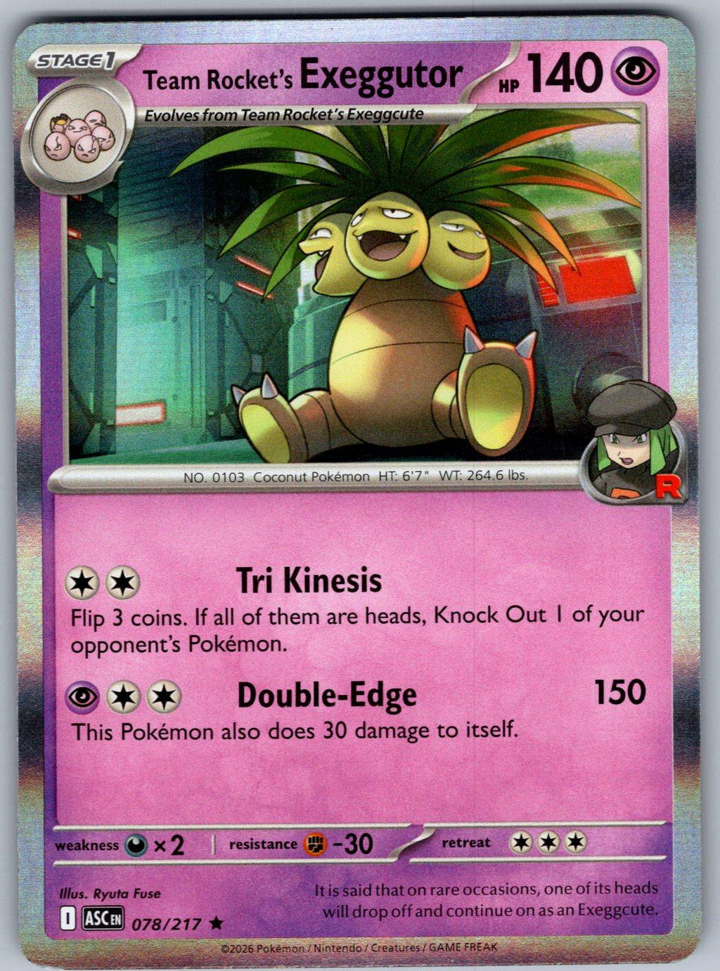 Team Rocket's exeggutor 078/217 Ascended Heroes Pokemon Holo