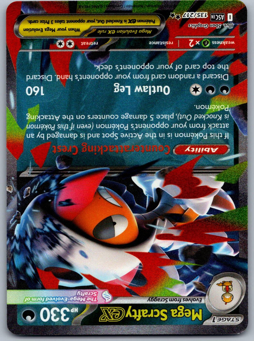 Mega Scrafty ex 135/217 Ascended Heroes Pokemon Holo