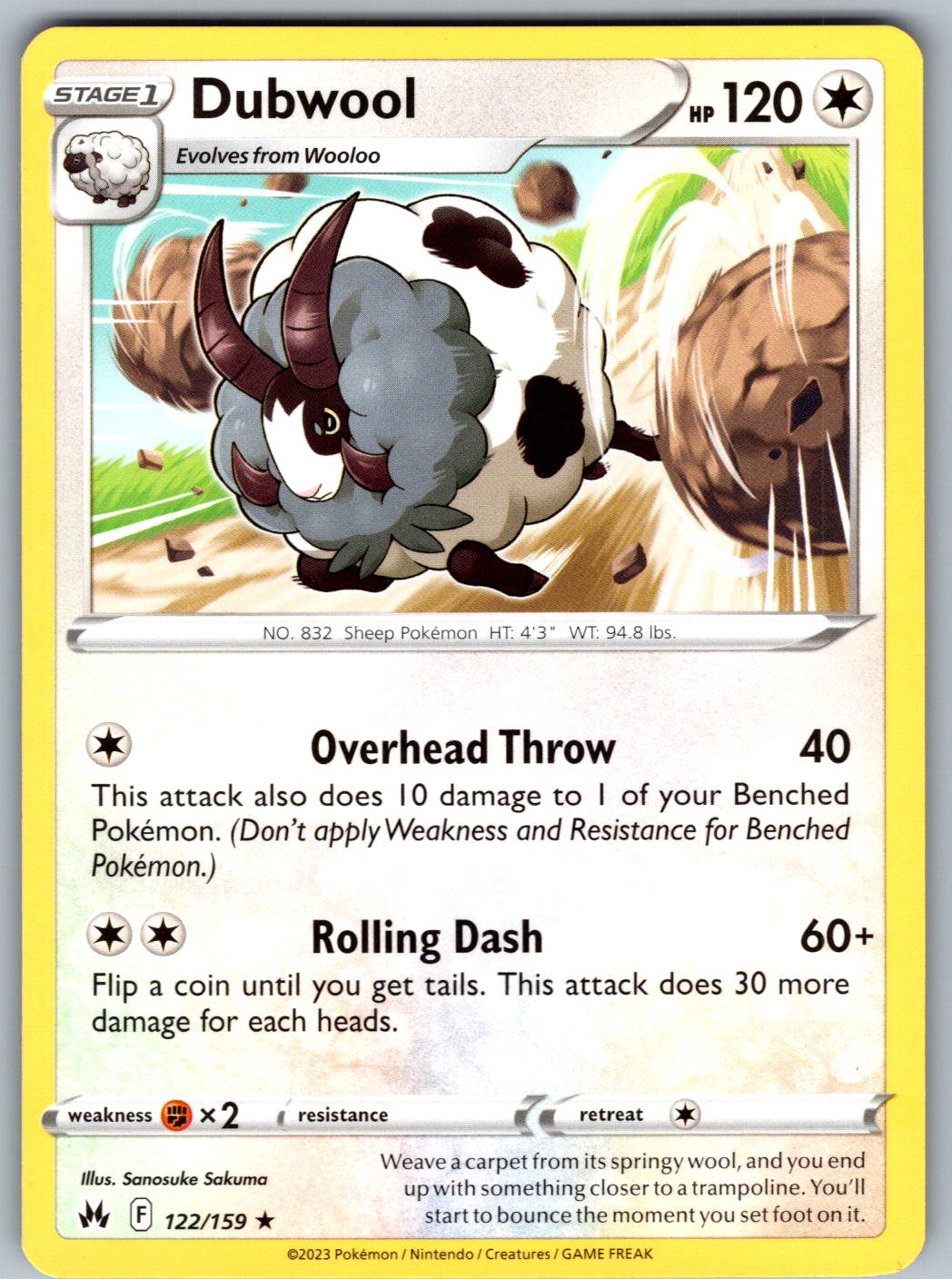 Dubwool 122/159 Crown Zenith Pokemon