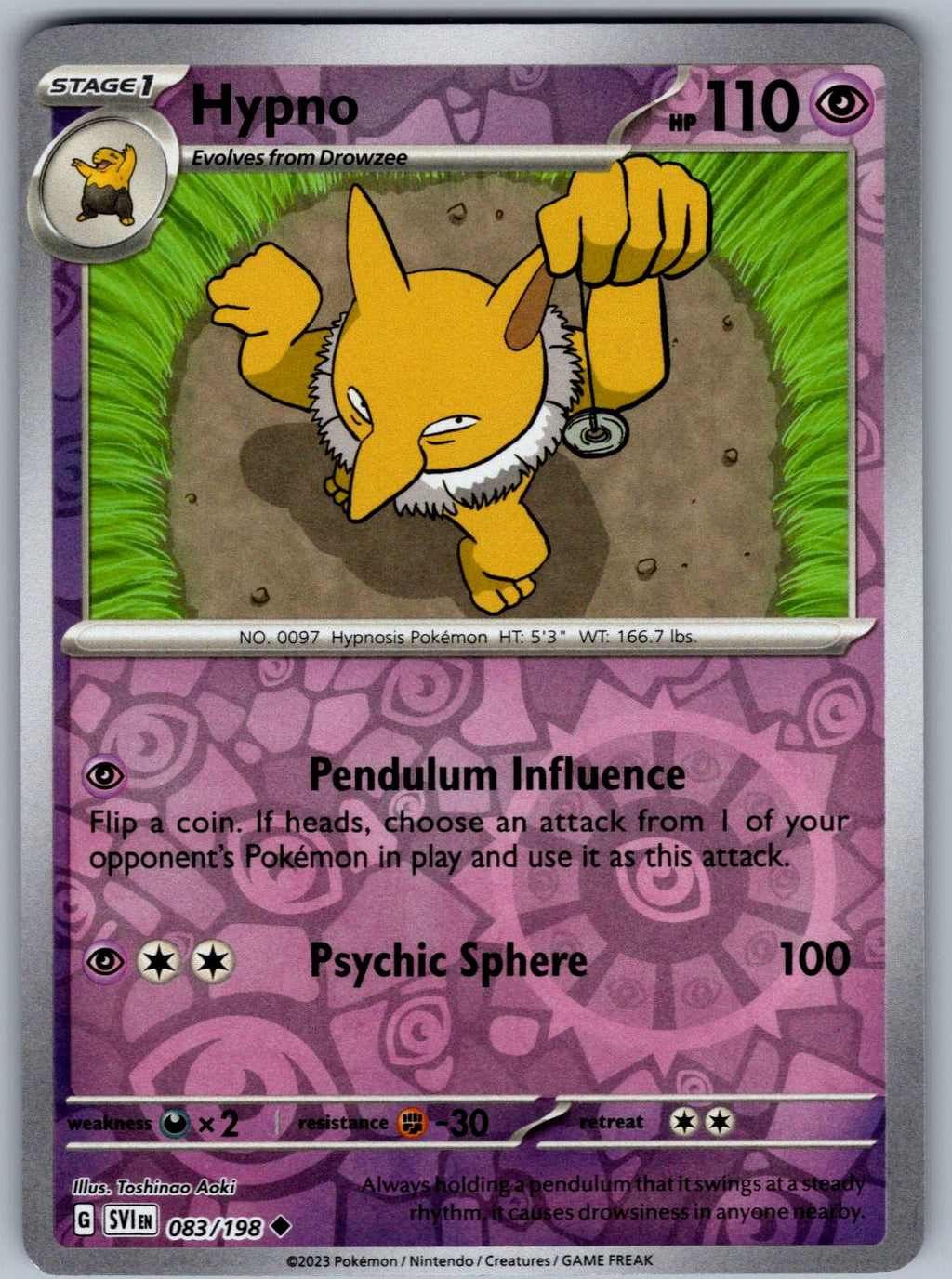 Hypno 083/198 Scarlet & Violet Pokemon Reverse Holo