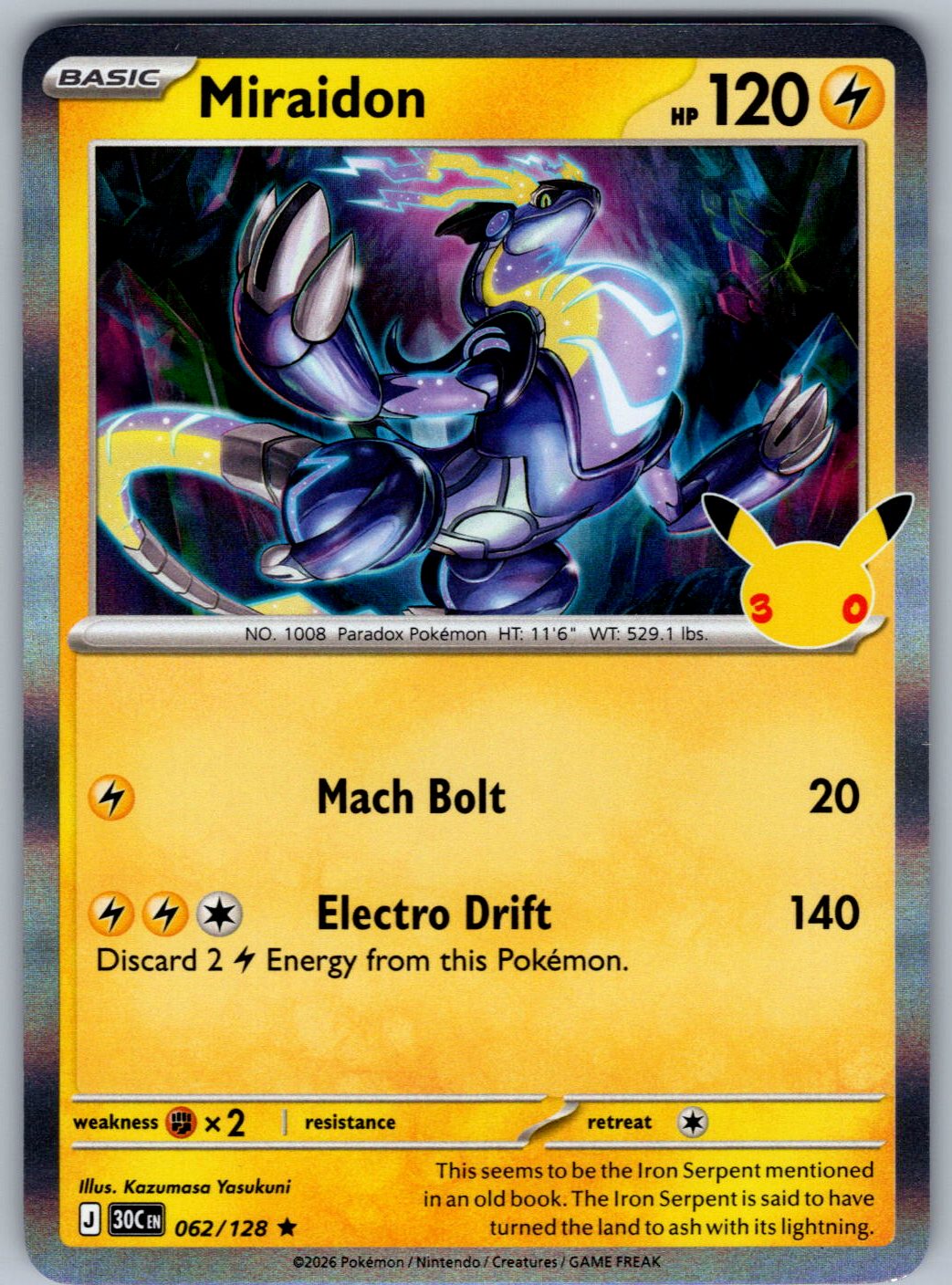 Miraidon 062/128 ME: 30th Celebration Pokemon Holo