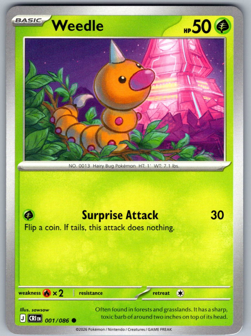 Weedle 001/086 Chaos Rising Pokemon