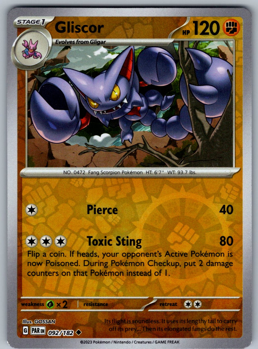 Gliscor 092/182 Paradox Rift Pokemon Reverse Holo