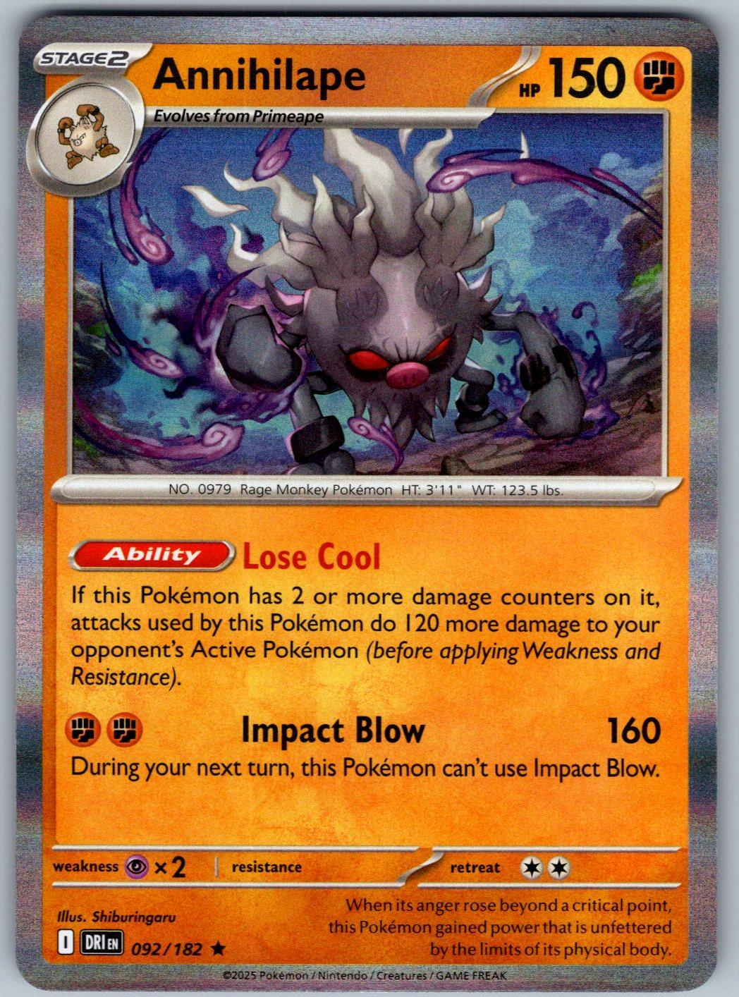 Annihilape 092/182 Destined Rivals Pokemon Holo