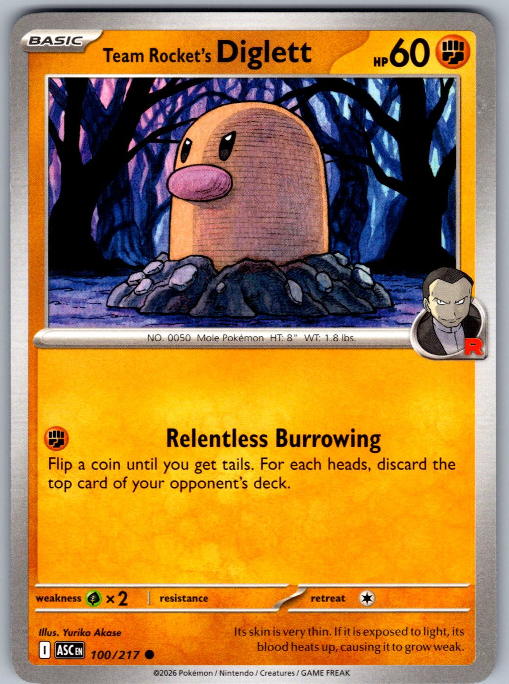 Team Rocket's Diglett 100/217 Ascended Heroes Pokemon