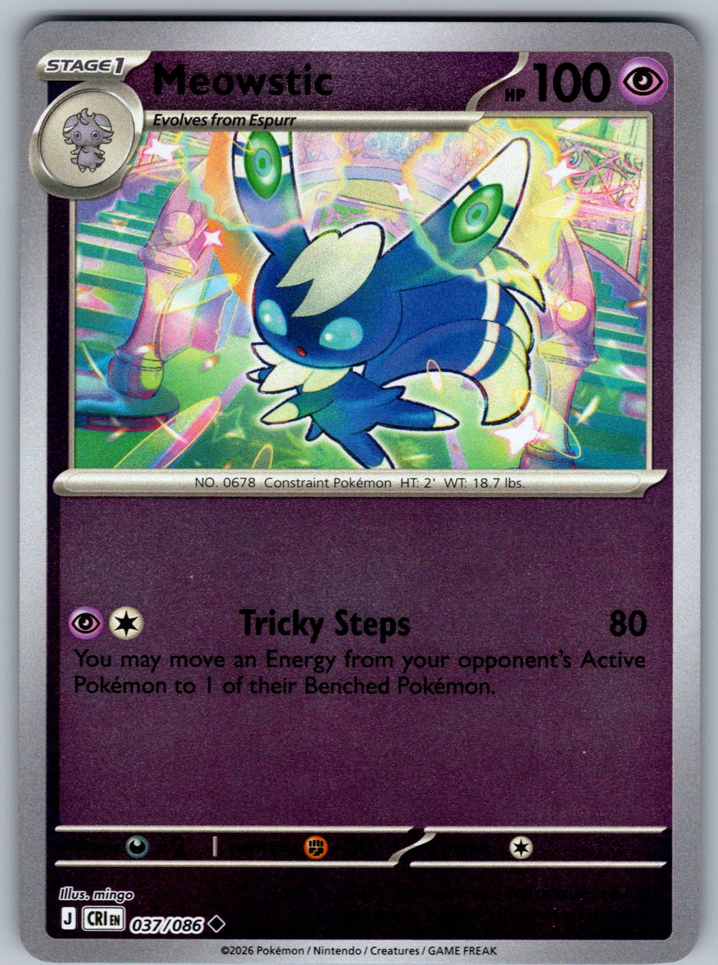 Meowstic 037/086 Chaos Rising Pokemon Reverse Holo