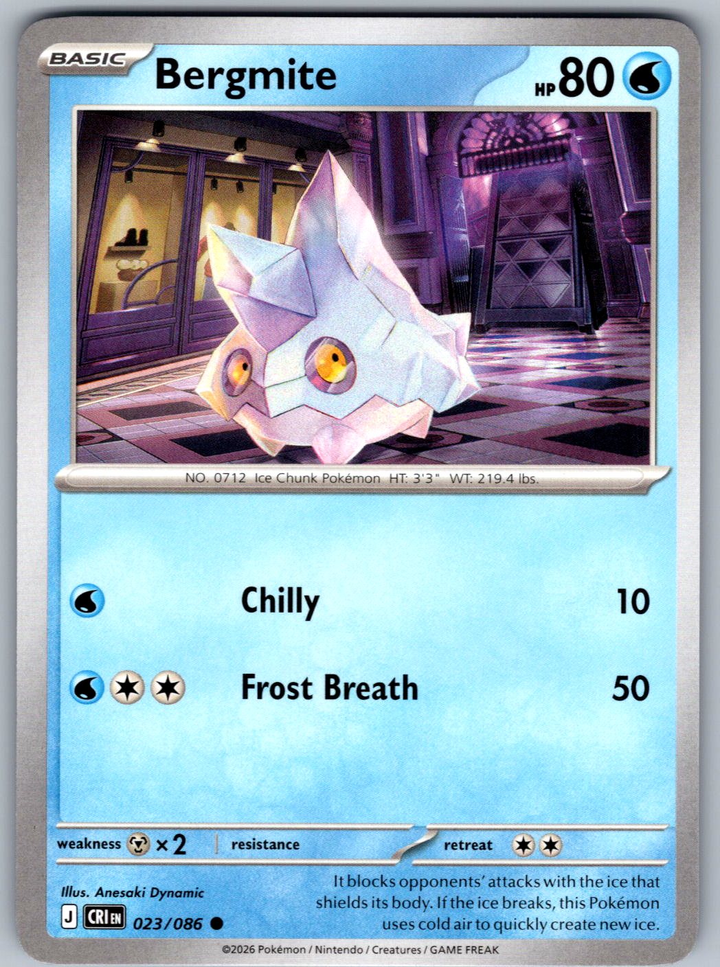 Bergmite 023/086 Chaos Rising Pokemon