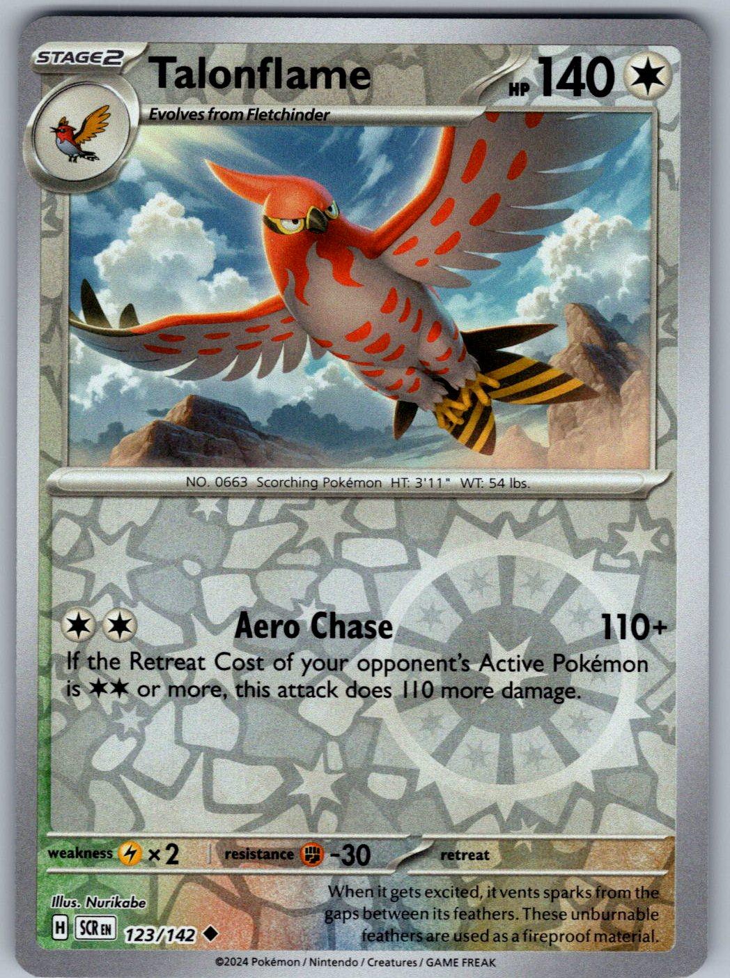 Talonflame 123/142 Stellar Crown Pokemon Reverse Holo