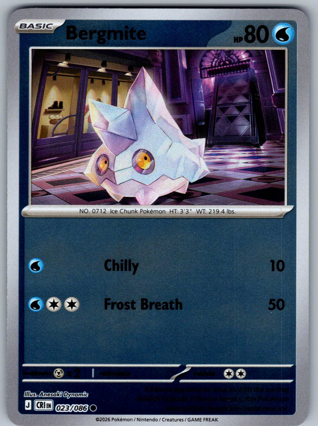 Bergmite 023/086 Chaos Rising Pokemon Reverse Holo
