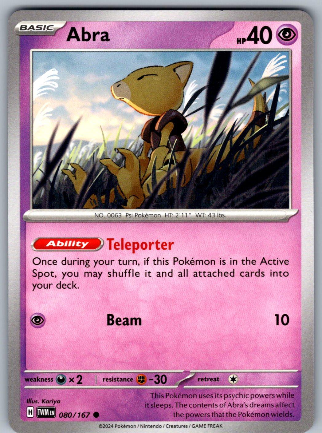 Abra 080/167 Twilight Masquerade Pokemon