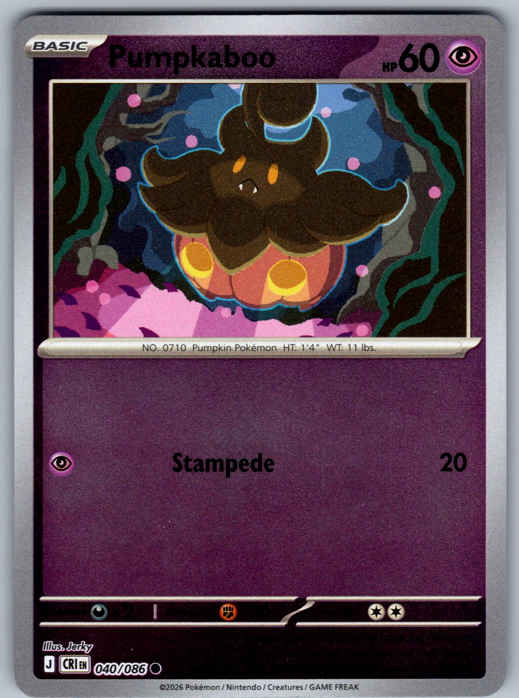 Pumpkaboo 040/086 Chaos Rising Pokemon Reverse Holo