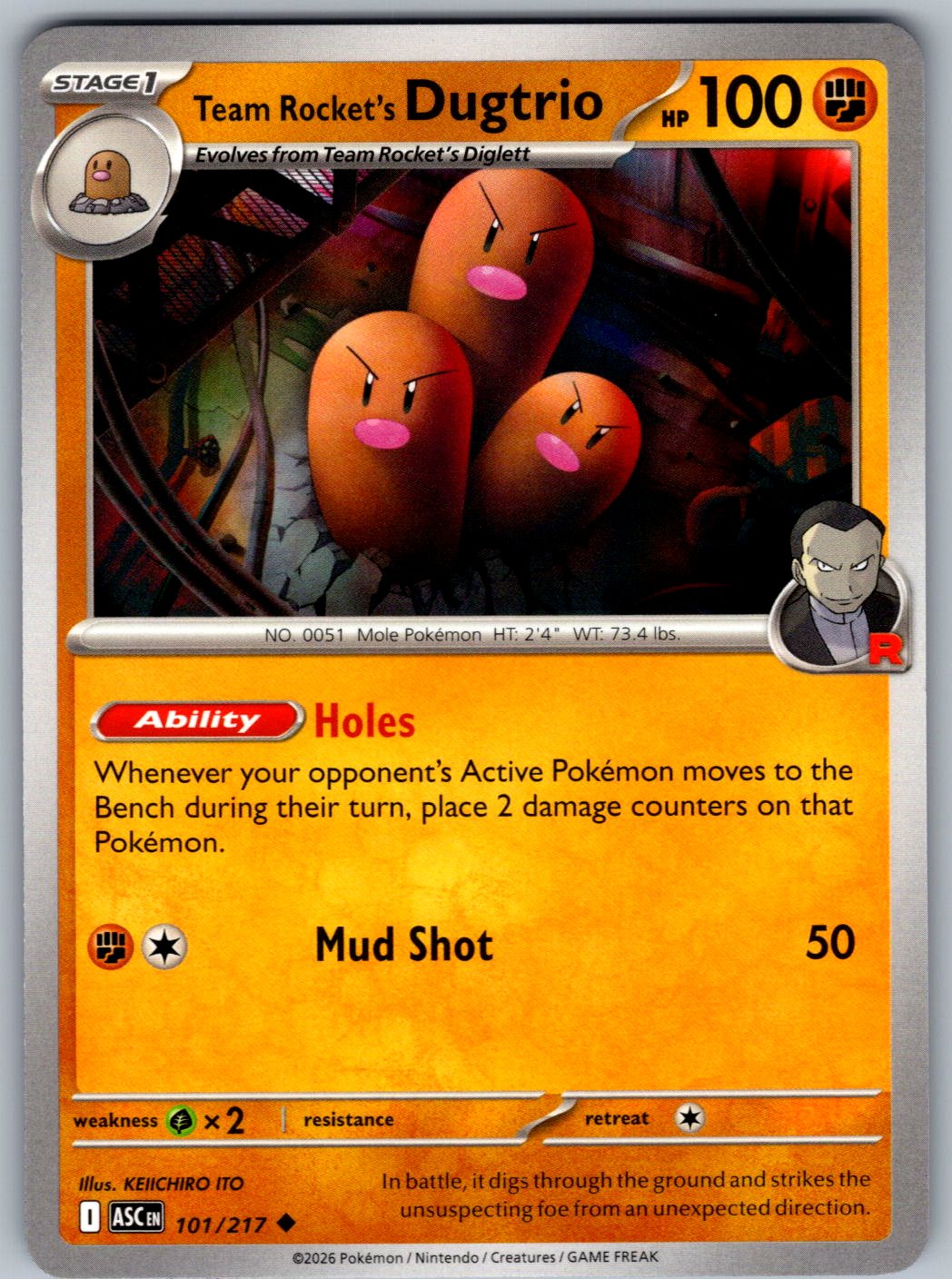 Team Rocket's Dugtrio 101/217 Ascended Heroes Pokemon