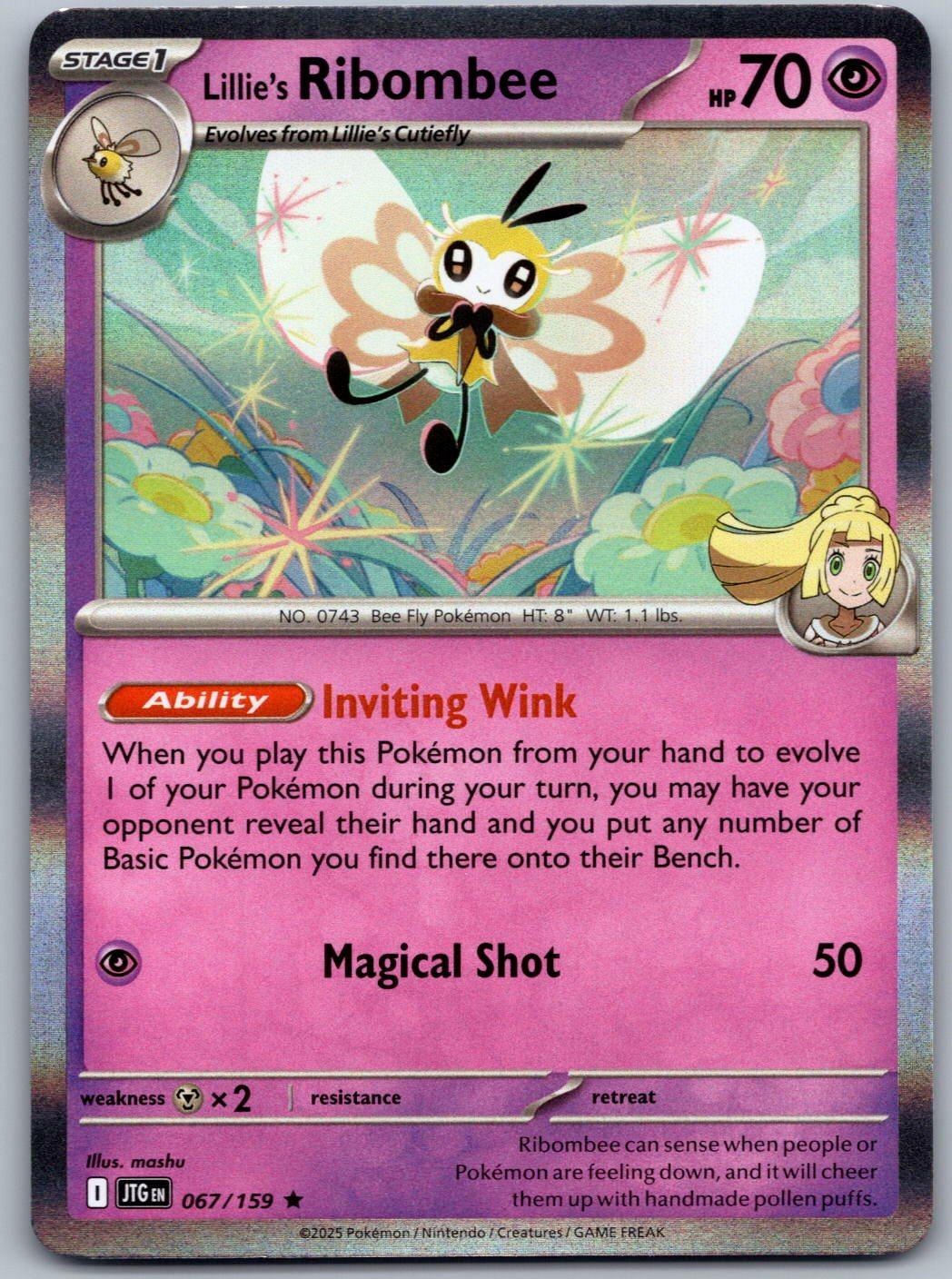 Lillie's Ribombee 067/159 Journey Together Pokemon Holo