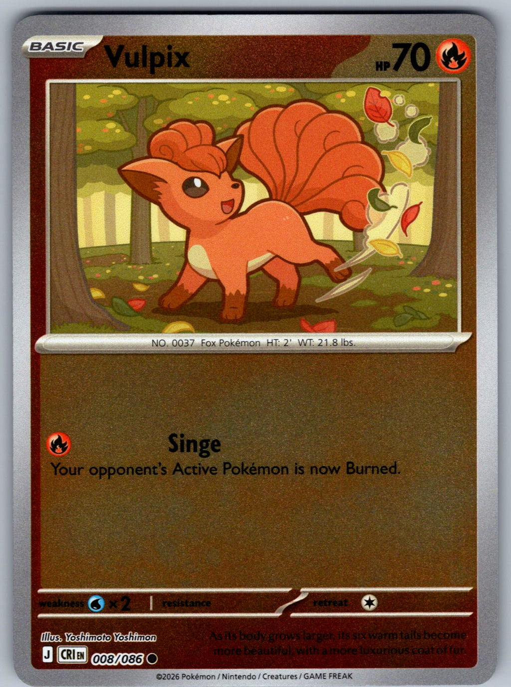 Vulpix 008/086 Chaos Rising Pokemon Reverse Holo