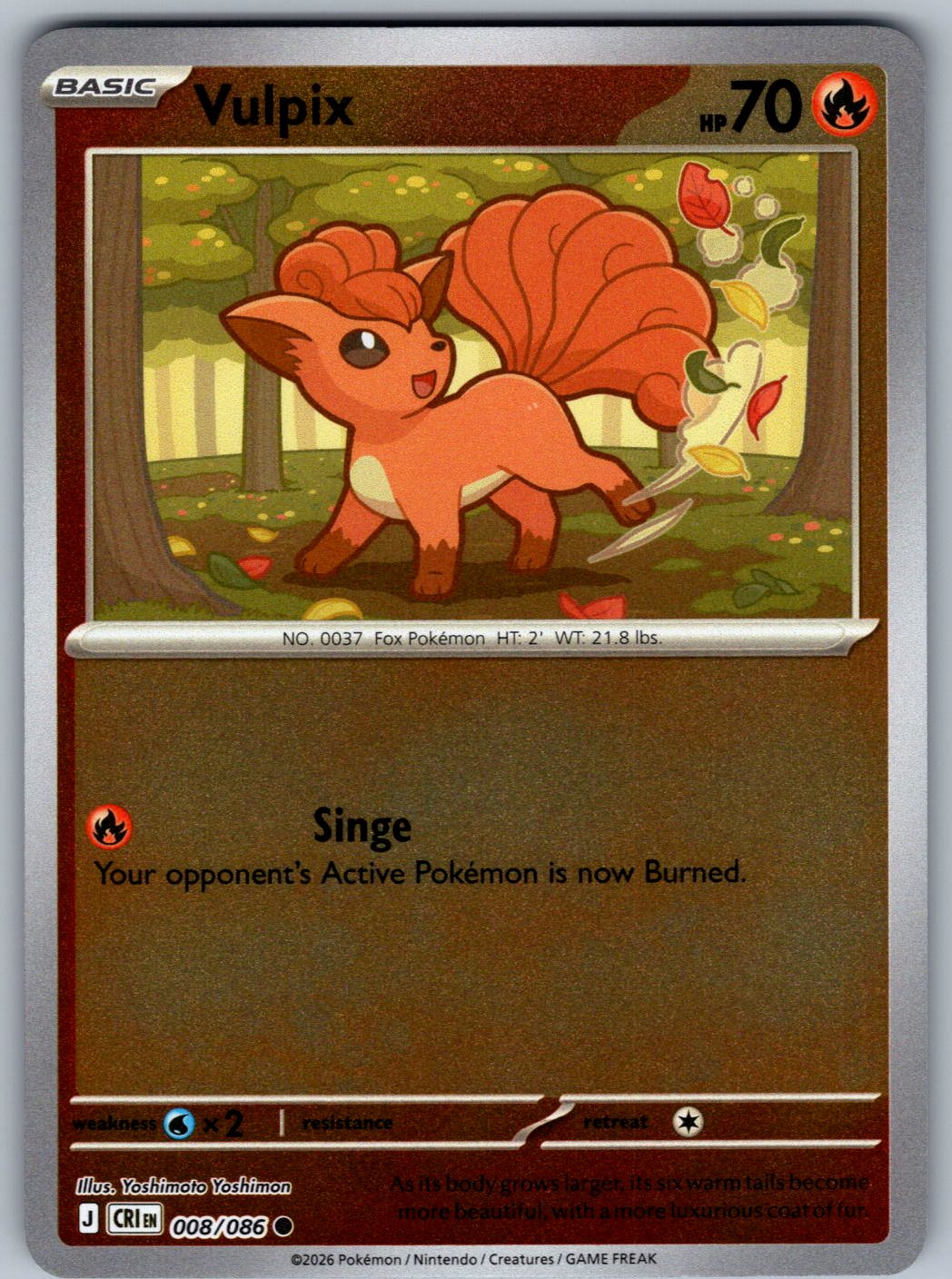 Vulpix 008/086 Chaos Rising Pokemon Reverse Holo